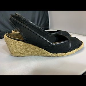 Ralph Lauren black wedge opentoe espadrilles sz8.5